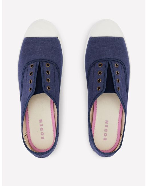 Boden Blue Laceless Canvas Plimsoll