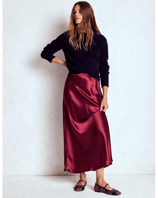Boden Red Bias Cut Slip Skirt
