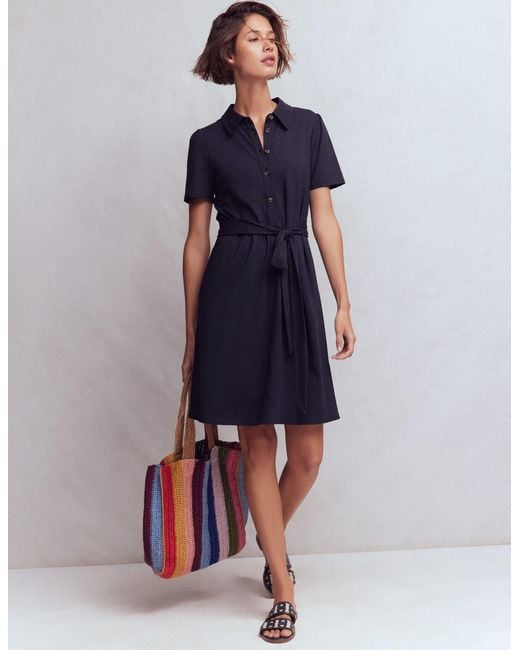 Boden Blue Patti Short Jersey Shirt Dress
