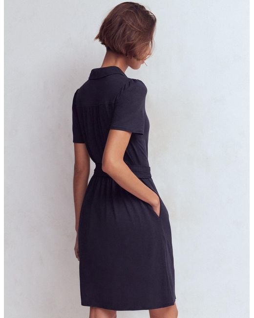 Boden Blue Patti Short Jersey Shirt Dress