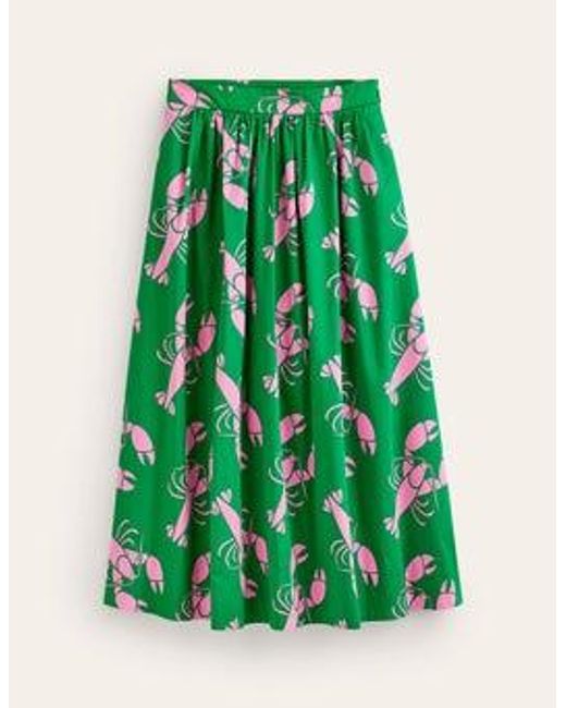 Boden Green Layla Cotton Sateen Skirt