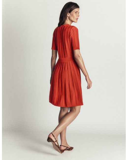 Boden Red Button Front Stitch Dress