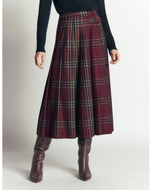 Boden White Pleated Midi Kilt