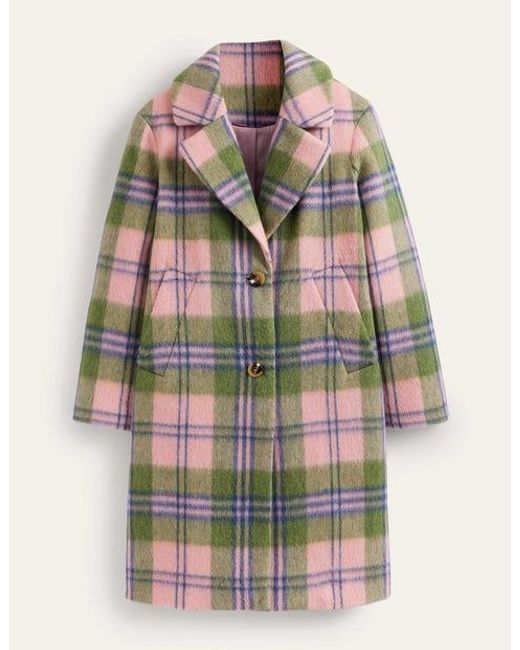 Boden Gray Relaxed-fit Wool Checked Coat