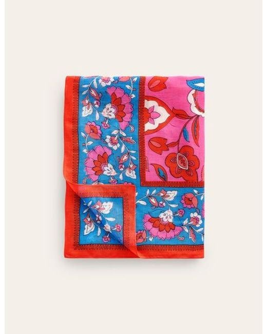 Boden Red Printed Sarong Scarf Party Pink, Botanic Sprig