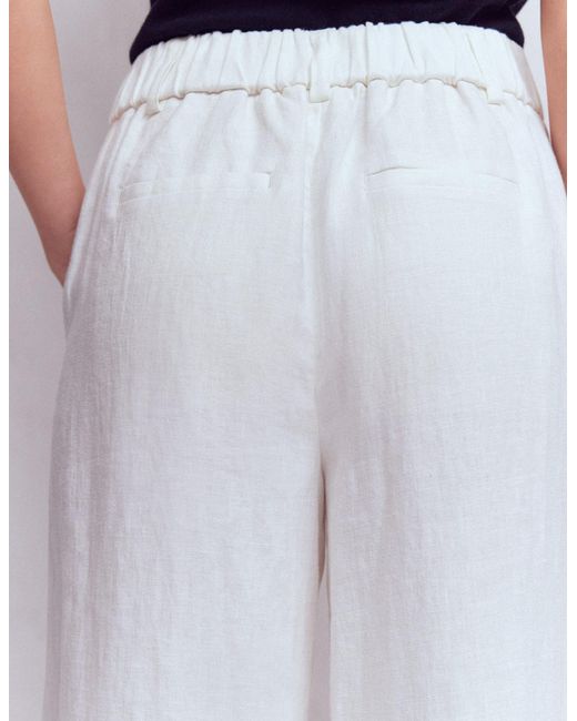 Boden White Kensington Linen Trousers