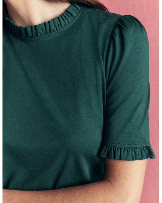 Boden Green Supersoft Frill Detail T-Shirt