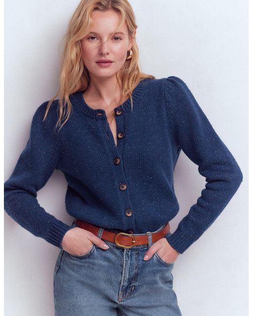 Boden Blue Davina Puff Sleeve Cardigan- Nep