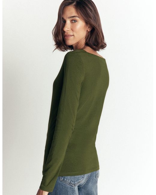Boden Blue Square Neck Long Sleeve