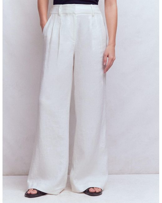 Boden White Kensington Linen Trousers