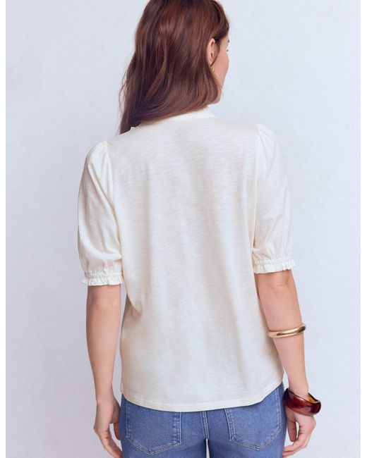 Boden Blue Eda Ruffle Front Shirt