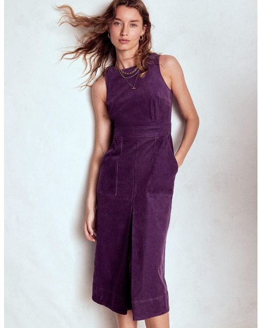 Boden Purple Ula Cord-Midikleid Mit Kellerfalte