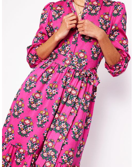 Boden Pink Willow Tiered Jersey Dress