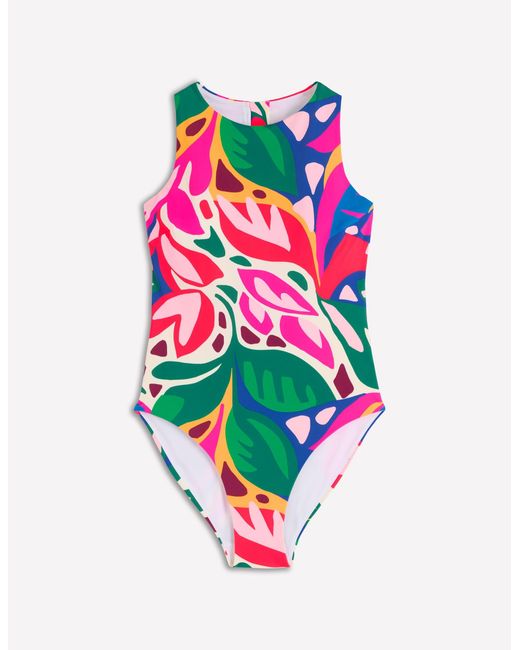 Boden Red Sporty High Neck Swimsuit