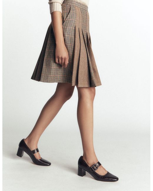 Boden Blue Multi Panel Wool Blend Skirt