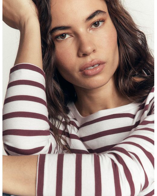 Boden Brown Olivia Long Sleeve Breton Top