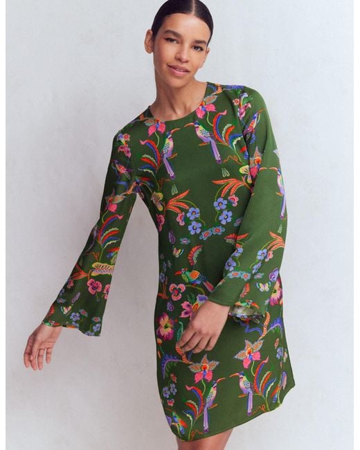 Boden Green Flared Sleeve Shift Dress