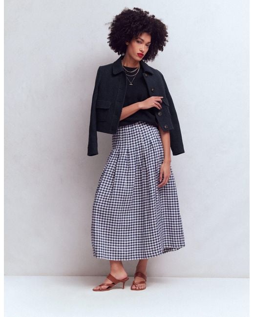 Boden Blue Valentina Linen Skirt