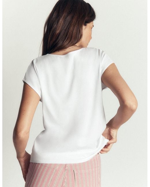 Boden White Supersoft V-Neck T-Shirt