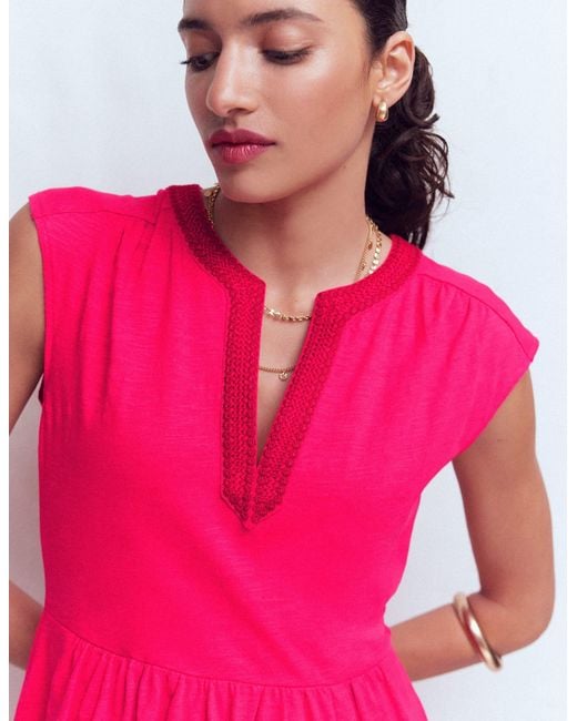 Boden Pink May Embroidered Short Dress