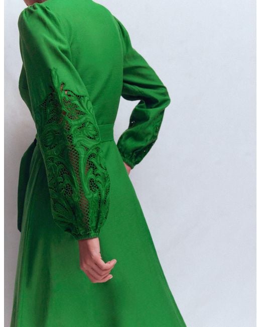 Boden Green Mae Linen Blend Shirt Dress