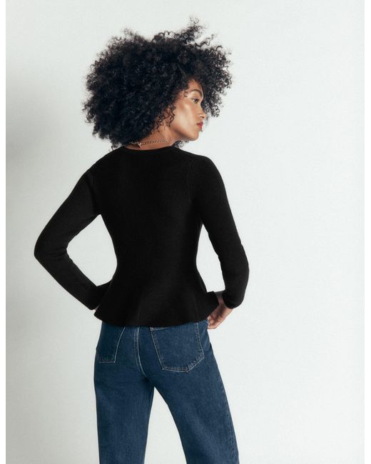 Boden Blue Fitted Wool Peplum Cardigan