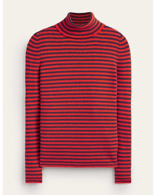 Boden Red Ellie Cotton Roll-neck Sweater