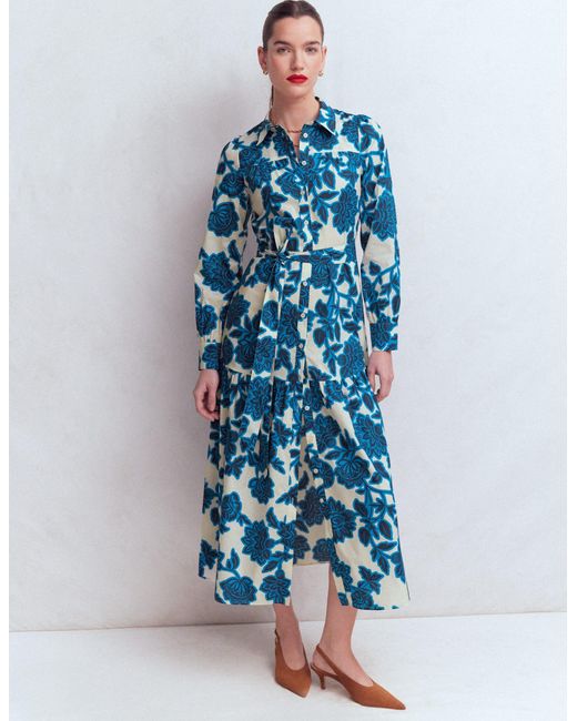 Boden Blue Ellie Cotton Maxi Shirt Dress