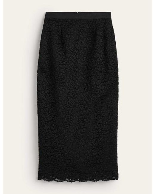 Boden Black Lace Midi Skirt