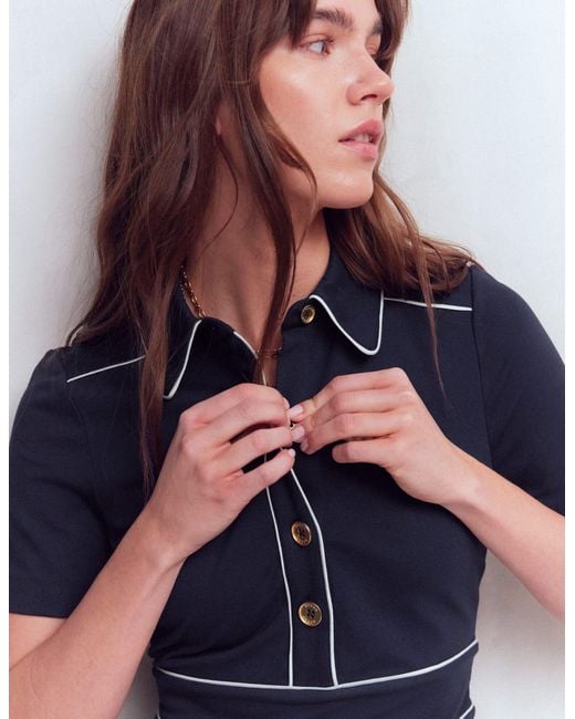 Boden Blue Etta Piping Trim Ponte Dress