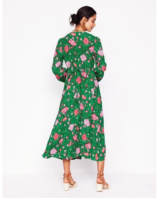 Boden Green Cynthia Button Tea Dress