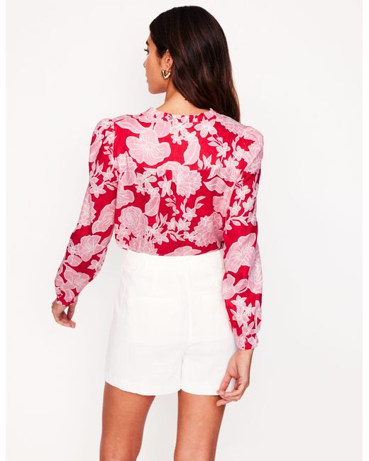 Boden Red Grace Linen Top