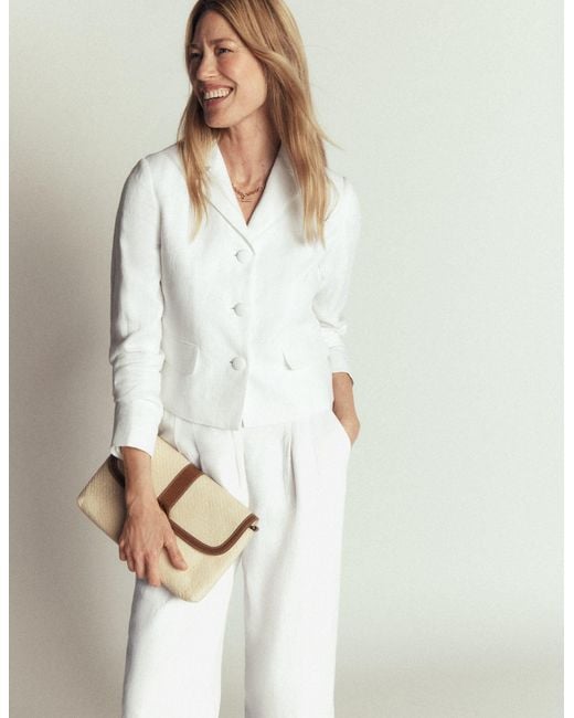 Boden White Dartmouth Linen Blazer