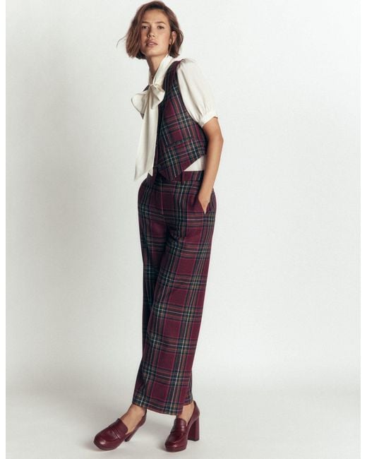 Boden Red V Neck Wool Blend Waistcoat