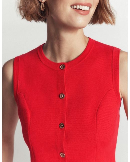 Boden Red Crew Milano Knit Waistcoat