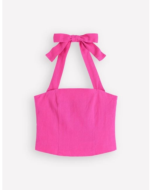 Boden Pink Halterneck Linen Top