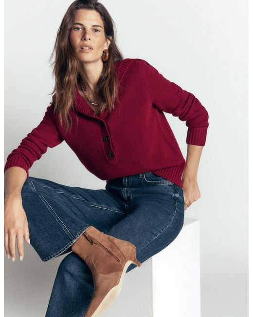 Boden Red Marta Merino Wool Sailor Top
