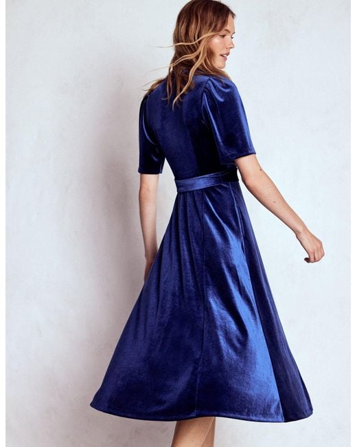 Boden Blue Kate Velvet Shirt Dress