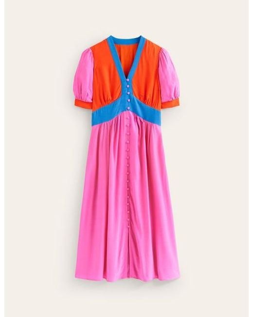 Boden Pink Elsa Midi Tea Dress