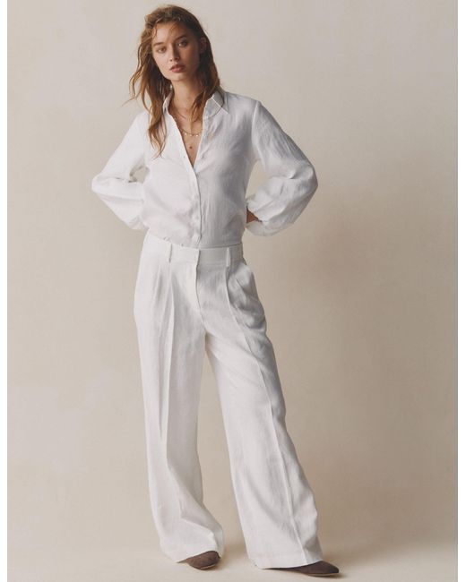 Boden White Kensington Linen Trousers