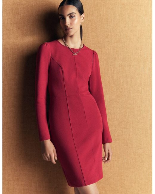 Boden Red Marla Seamed Ottoman Dress