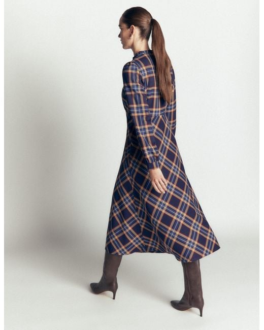 Boden Blue Cassie Checked Tea Dress