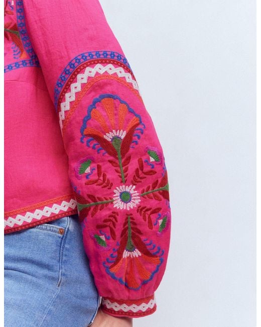 Boden Natural Embroidered Linen Jacket
