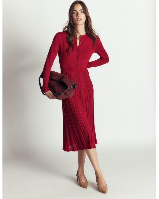 Boden Red Cable Stitch Knitted Dress