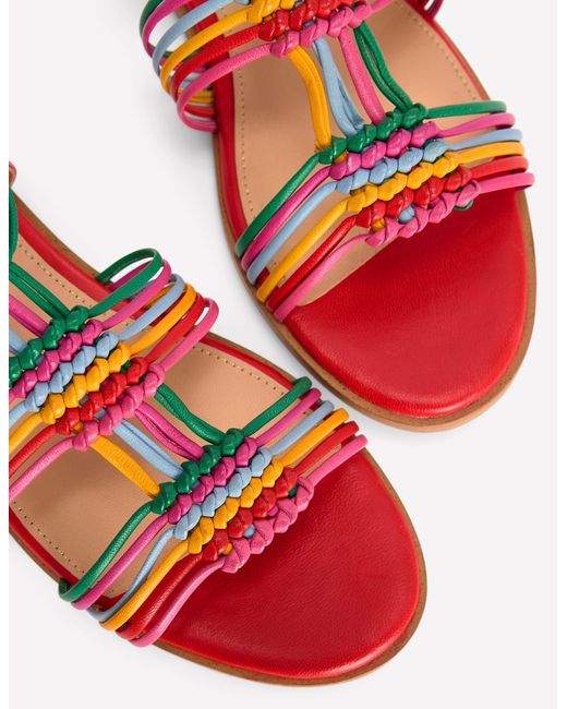 Boden Red Multi Strap Knot Sandal