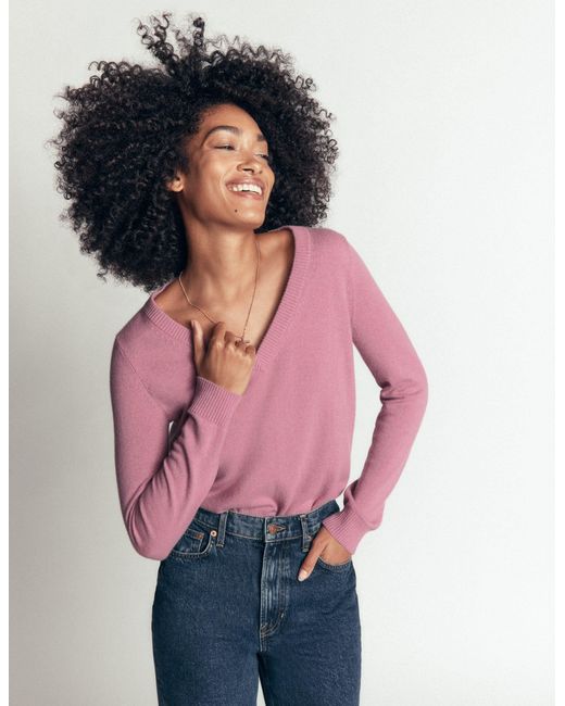 Boden Green Elsie Cashmere V Neck Jumper