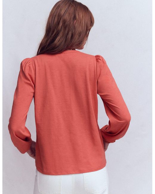 Boden Red Boho Yoke Top