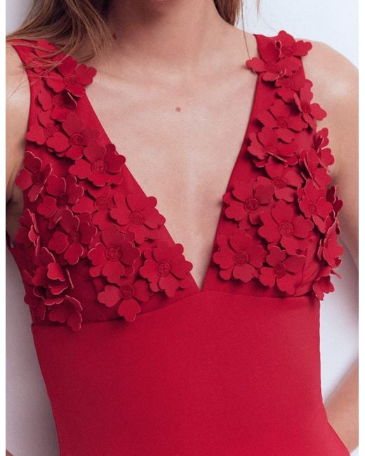 Boden Red Flower Appliqué Swimsuit-Bullfight, Applique