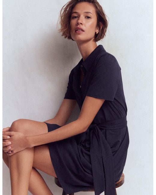 Boden Blue Patti Short Jersey Shirt Dress