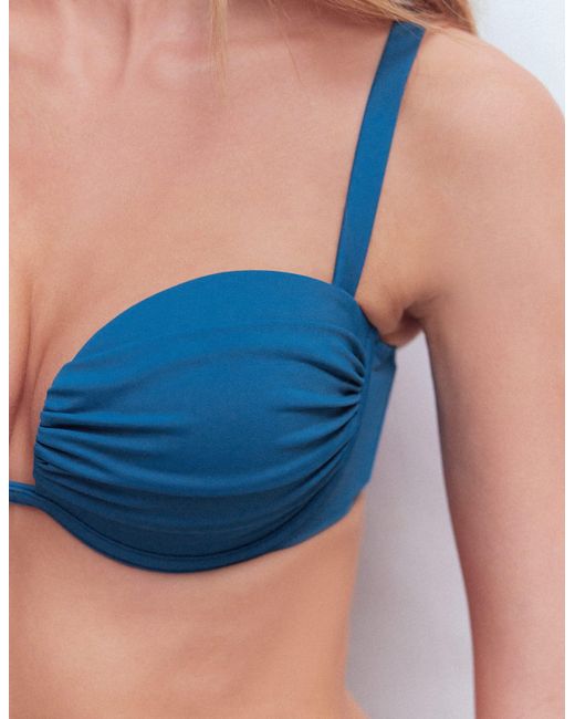 Boden White Pleated Cup Bikini Top